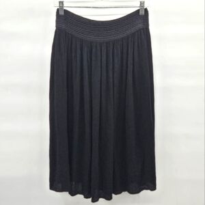 Gypsie Blu Black Crinkle Smocked Waist A Line Midi Skirt Size Medium
